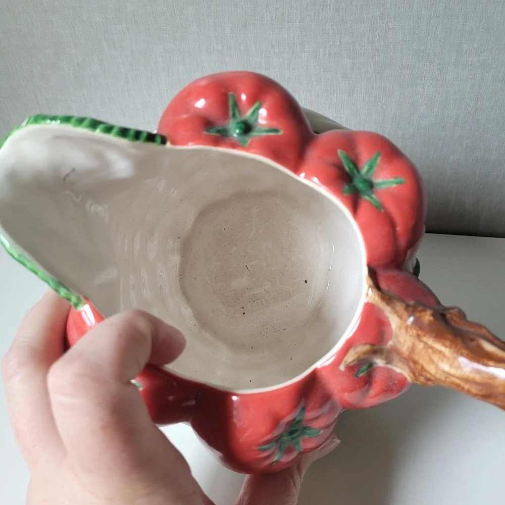 Vintage 1992 Fitzgerald & Floyd Ceramic Tomato Basket Pitcher 1 1/2 Qt | As-Is